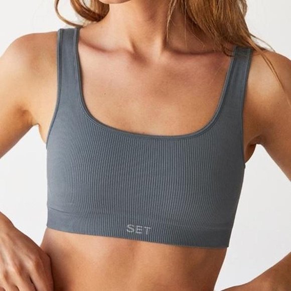 NEW Set Active Slate Box Cut Sports Bra - Picture 2 of 4
